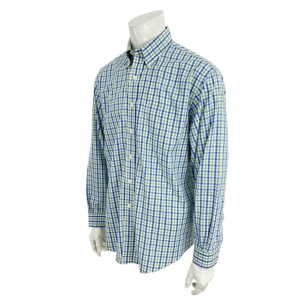 Brooks Brothers Green Blue Check Traditional Fit L